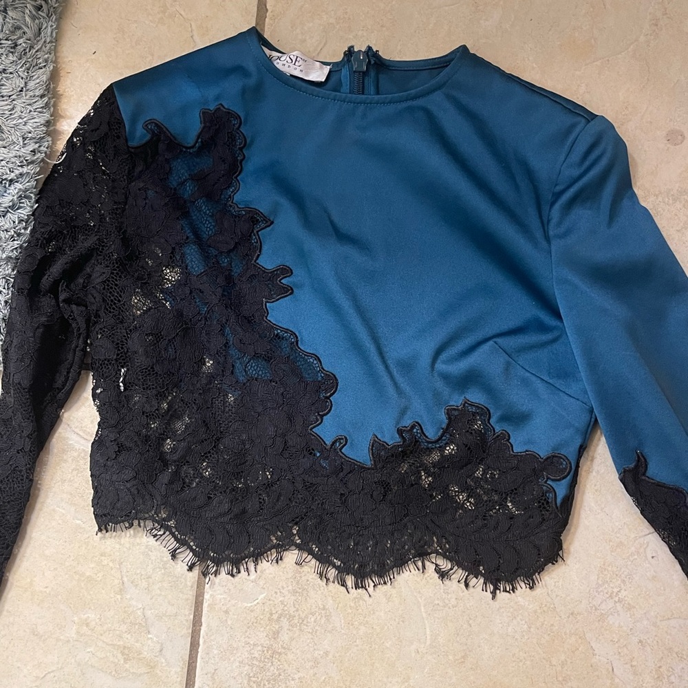 Sexy two piece silk and lace dress set